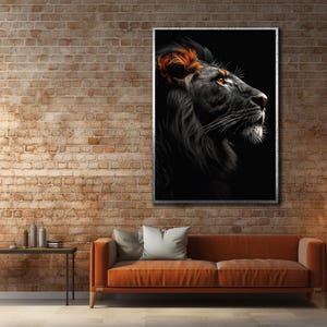 Black Lion King Wall Art, Lion Framed Canvas Art, Black White  Lion Painting, Lion Print Art, Lion Decor Bedroom Canvas, Lion Poster