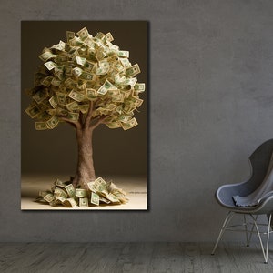 Money Tree Wall Art, Money Tree Canvas, Money Tree Print Gift, Money Leaf Tree Poster, Flower Art, Home Decor, Office Gift