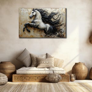 White Horse Canvas,Large Horse Wall Decor, Animal Art Print, Horse Art Print, Animal Canvas Art, Home Decoration, Living Room Art Wall Decor