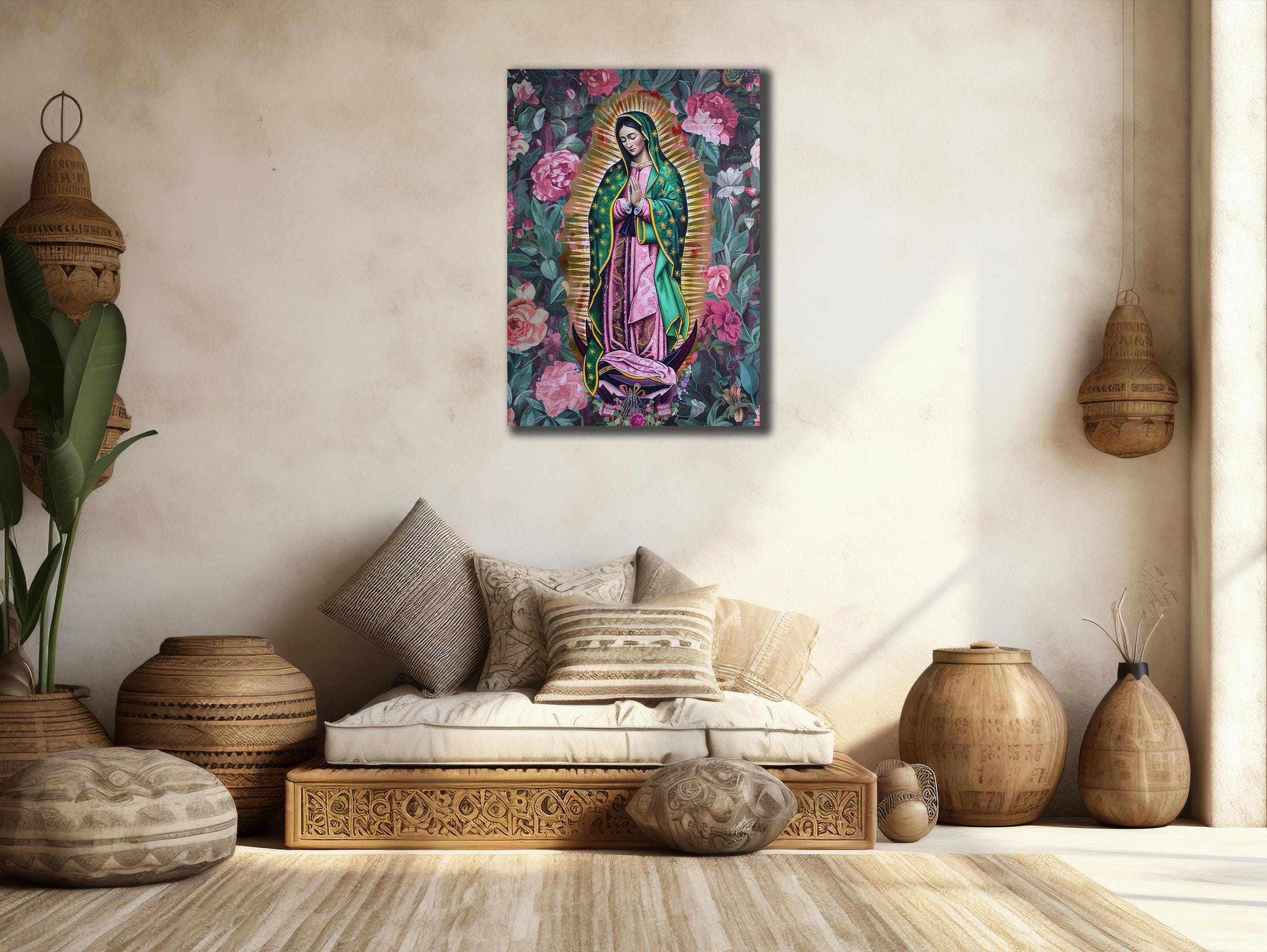 Our Lady of Guadalupe Canvas Print: Floral Virgin Mary Portrait - Etsy