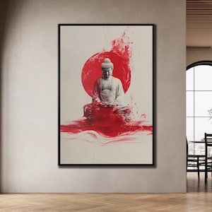 Impression sur toile Bouddha neutre, peinture sur toile Bouddha, art mural sur toile encadré, art mural centre de yoga, impression sur toile prête à accrocher, décoration d&#39;intérieur