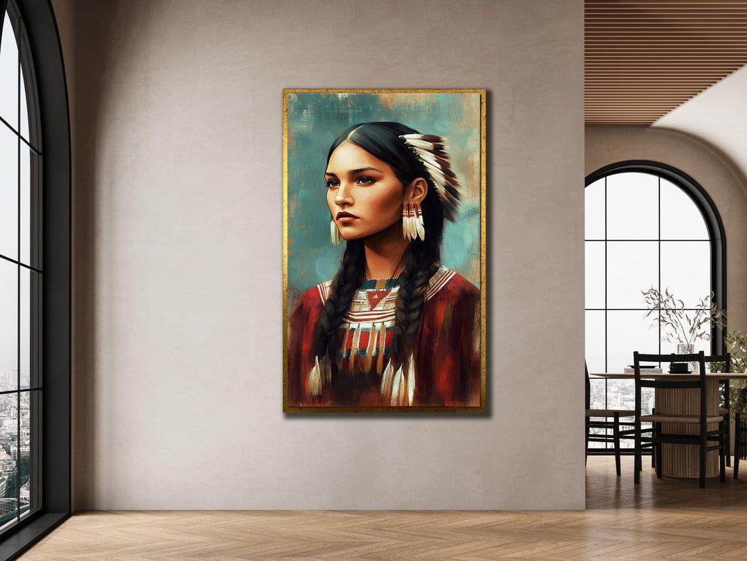 Native American Woman Canvas Print: Ethnic Warrior Girl Wall Art - Etsy