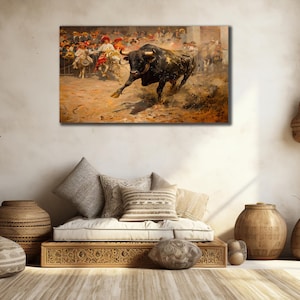 Bull Canvas Art, Animals Wall Decor, Bull Abstract Print Canvas, Ready to Hang, Modern Home Decor, Farmhouse Wall Art, Wild Nature  Poster