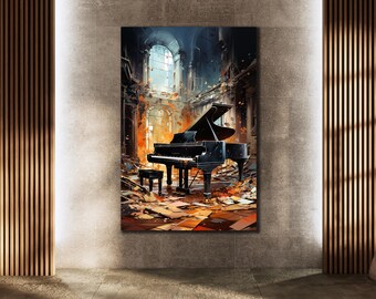 Elegante canvaskunst piano: woondecoratie muzikant