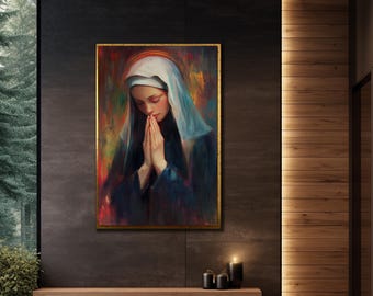 Holy Mary Canvas Print, Our Lady of Guadalupe Wall Art, Religious Painting Canvas,Over Bed Decor,Catholic Art, Virgin Mary Portrait Poster