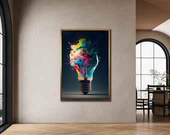 Inspirational Lightbulb Canvas Art: Abstract Energy Print, Ready to Hang