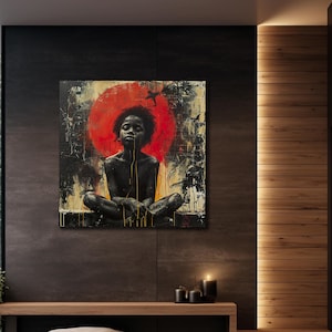 African Boy Wall Art, Beautiful African Painting, Colorful Child Canvas Art, Colorful African Canvas, Gift Room Decor, Printable Wall Art