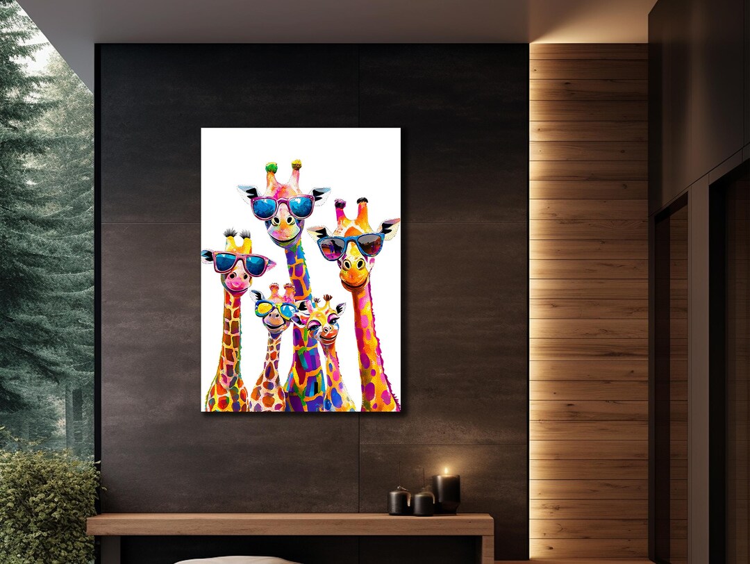 Funny Giraffe Family Canvas Art: Graffiti Style, Kids Room Decor - Etsy