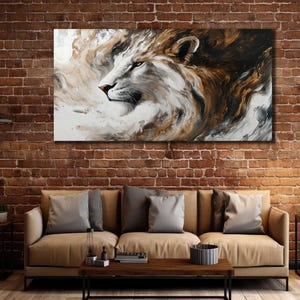 Leeuw schilderij op canvas, leeuw muurkunst, leeuw muur decor, grote muur decor, leeuw decoratie canvas print dierencadeau, dappere wanddecoratie, leeuw muurdecoratie