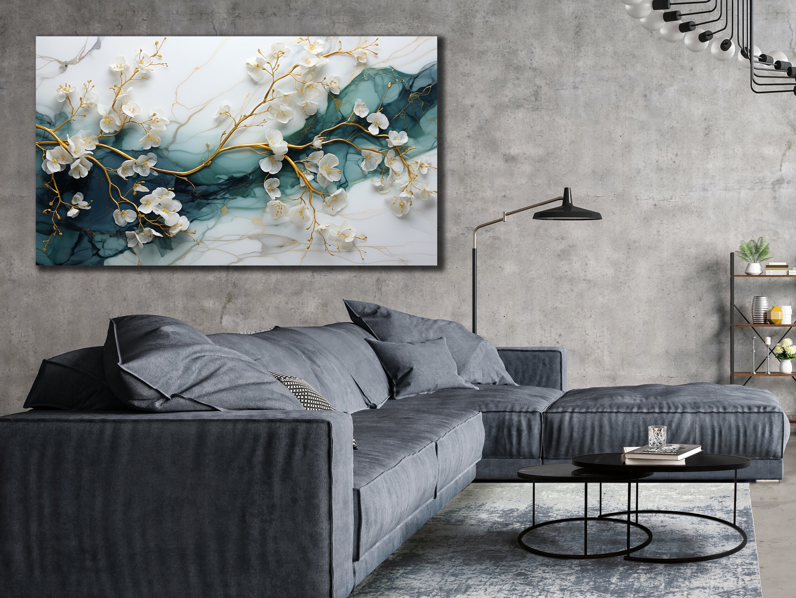 White Flower Wall Art, Flower Wall Decor, Home & Office Decoration