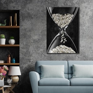 Time Is Money Motivational Canvas Wall Art,  Dollar In Hourglass Picture, Money  Office Decor, Entrepreneur Romm And Home Decor