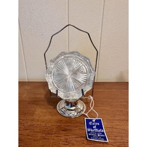 Vintage Glass Coaster Set Silver Plate Holder Caddy Made in England Elegant