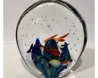 Large Murano Glass Tropical Fish Aquarium Heavy Paperweight