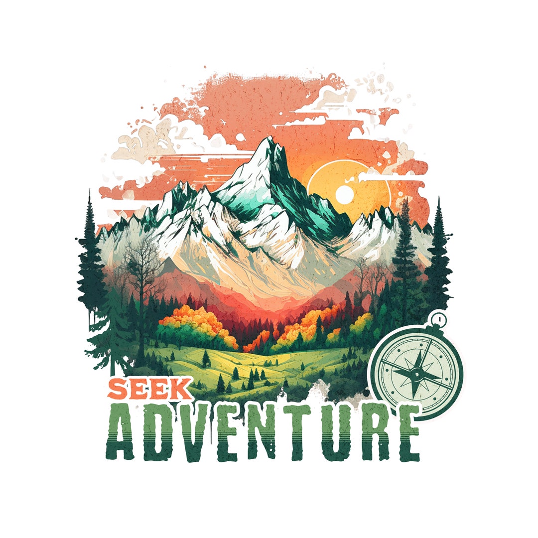 Seek Adventure Png Vintage Mountain Png Instant Download Shirt Design ...
