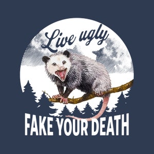 Opossum Live Ugly Fake Your Death png, Vintage Funny Opossum with moon PNG