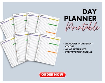 Hourly Planner | Daily Planner Printable | Daily Checklist | Hourly Schedule | Daily Organizer | Daily Journal | Undated Planner | Organizer