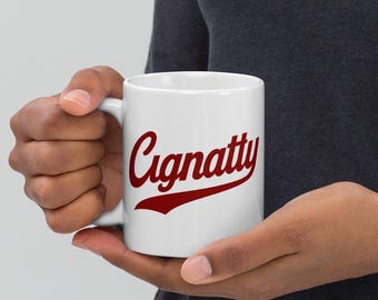 Taza Cignatty / Regalo para fanáticos del fútbol americano de Indiana, logotipo carmesí