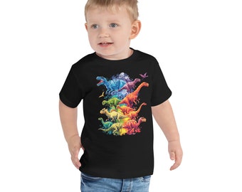 Colorful Dinosaur Explosion Kids' T-Shirt - Vibrant Prehistoric Creature Graphic Tee for Boys and Girls