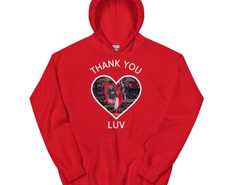 Jurgen Klopp Tribute Red Hoodie - Thank You Luv Design - Commemorative Hoodie, Liverpool Manager - You’ll Never Walk Alone