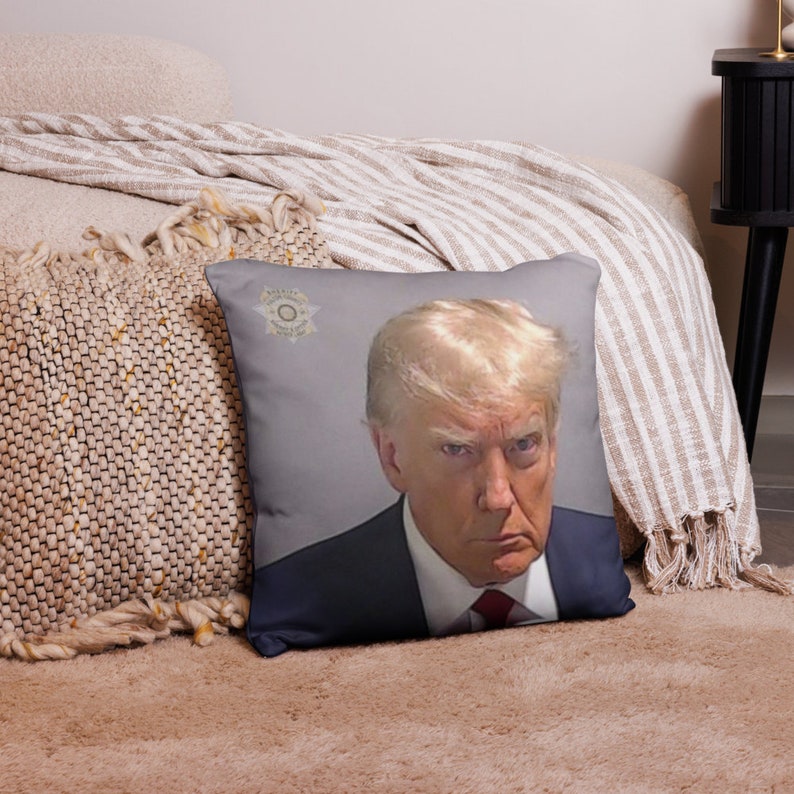 Donald Trump Mugshot Pillow 18x18 Doublesided Cushion Unique Political