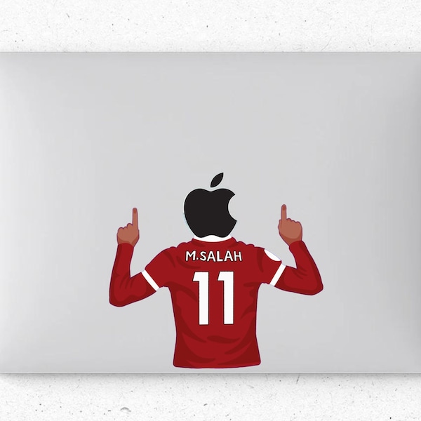 Mo Salah Liverpool Player Sticker for MacBook | Waterproof  Fits All Standard 13 MacBooks |  Perfect Apple Logo Fit Stikcer | Macbook Decal