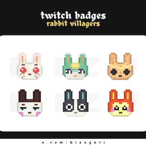 AC:NH Pixel Art Animal Bunny Rabbit Villagers - Sub/Bit Badges for Twitch, Discord, etc.