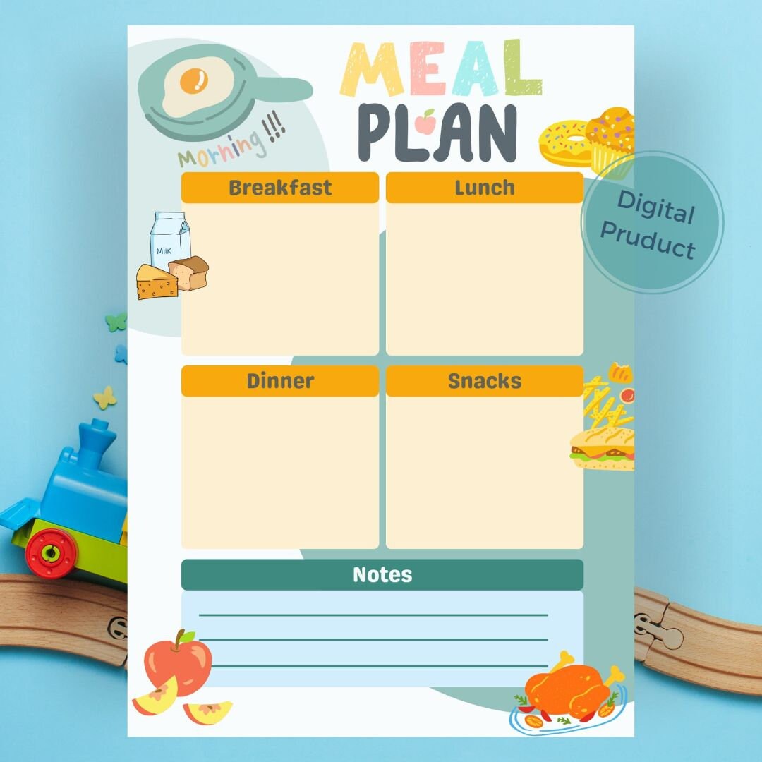 Meal Planner for Kids Meal Planner Kids Meal Planner Meal Etsy