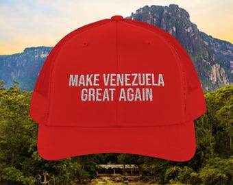 Cappellino da camionista rosso ricamato / snapback con slogan politico