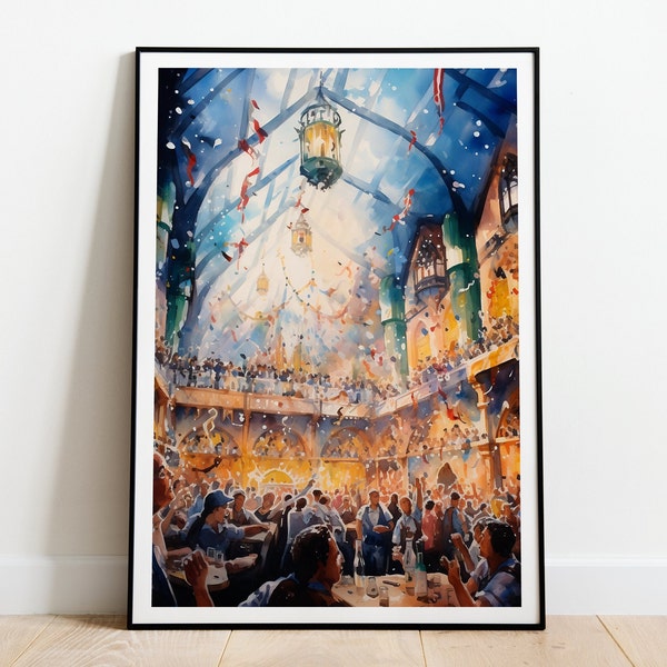 Poster dell'Oktoberfest, stampa di cartoline dell'Oktoberfest, poster di Monaco, arte di Monaco, decorazione dell'Oktoberfest, festa della birra tedesca, festa del festival popolare