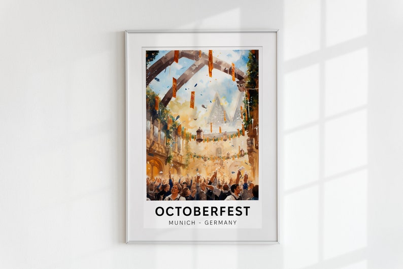 Oktoberfest Decoration, Octoberfest Memory Print, Munich Poster, Munchen Art, Octoberfest Party Idea, Germany Beerfest, Folk Festival Party image 5