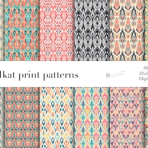 Ikat Seamless Digital Patterns, Bohemian and Pastel colours, Chic Printables designs, shades of beige wallpaper decoration, Art DIY