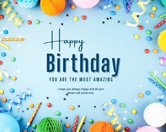 Card Digital Happy Birthday Card With a Unicorn & Birthday - Etsy