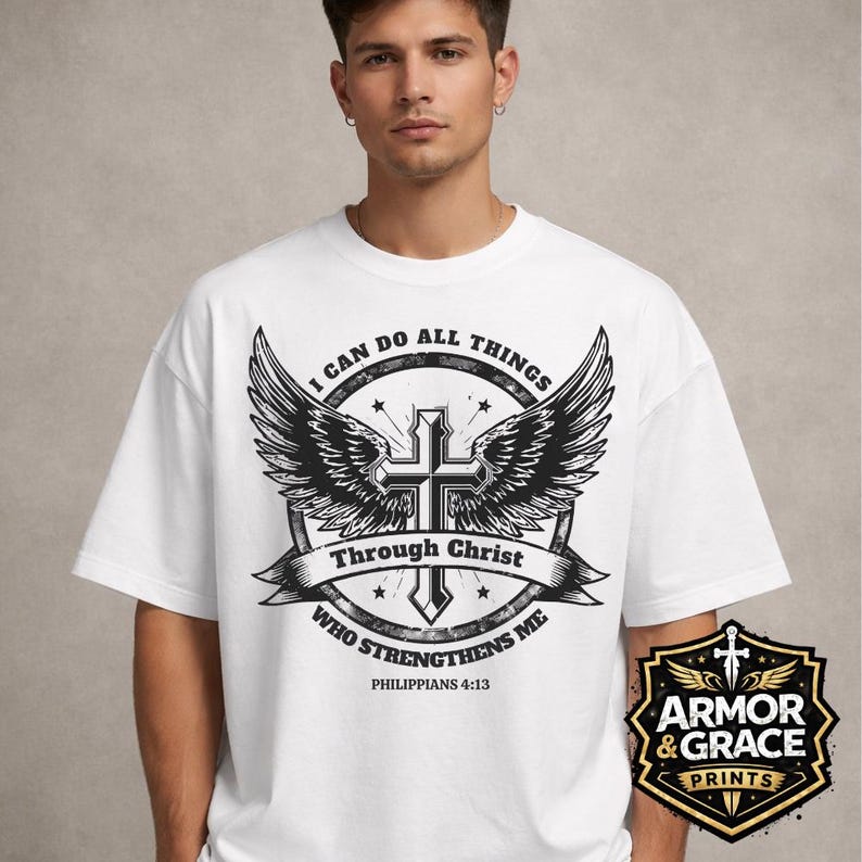 Philippians 4:13 Tattoo Emblem | Christian Streetwear Design (svg, png, pdf, jpeg) image 1