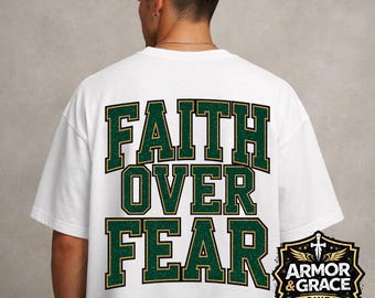 Faith Over Fear Christian SVG | Varsity T-Shirt Design (DIY Printable Download)