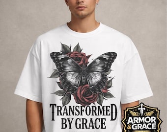 Masculine Christian Tattoo Design | Butterfly & Roses (png, svg, pdf, jpeg)