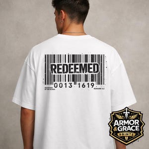 Redeemed Barcode Christian T-Shirt Design | Faith Streetwear Apparel (SVG, PNG)