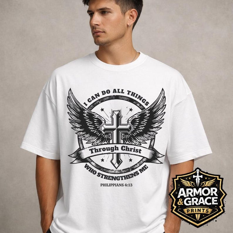 Philippians 4:13 Tattoo Emblem | Christian Streetwear Design (svg, png, pdf, jpeg) image 2
