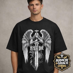 Erzengel Schwert SVG | Gothic Tattoo-Design für christliche Kleidung (Digitale Dateien)