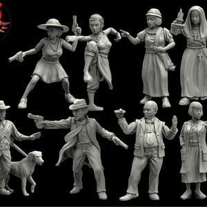 32mm Investigators set 4 (TGM-7 resin) Adaevy Creations Cthulhu