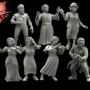 32mm Investigators set 8 (TGM-7 resin) Adaevy Creations Cthulhu