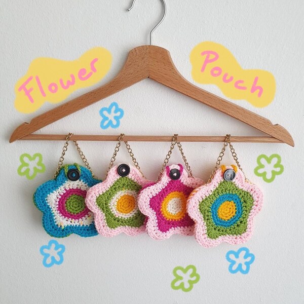 Crochet Flower Pouch Etsy