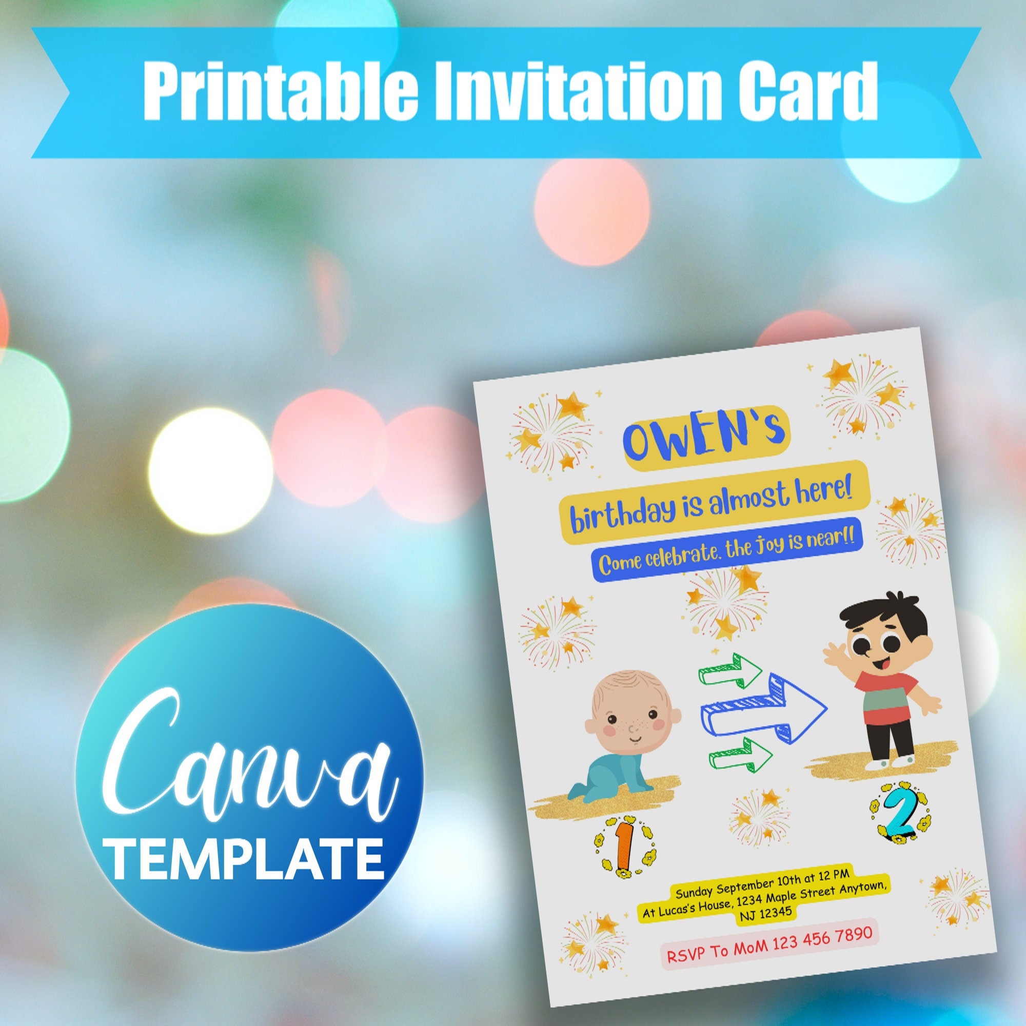 Editable Second Birthday Invitation Printable Digital Card - Etsy