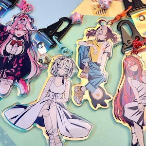 HOLOLIVE ENGLISH JUSTICE 5&quot;Holographic Anhänger + Armband Raora Panthera Cecilia Immergreen Gigi Murin Elizabeth Rose Bloodflame