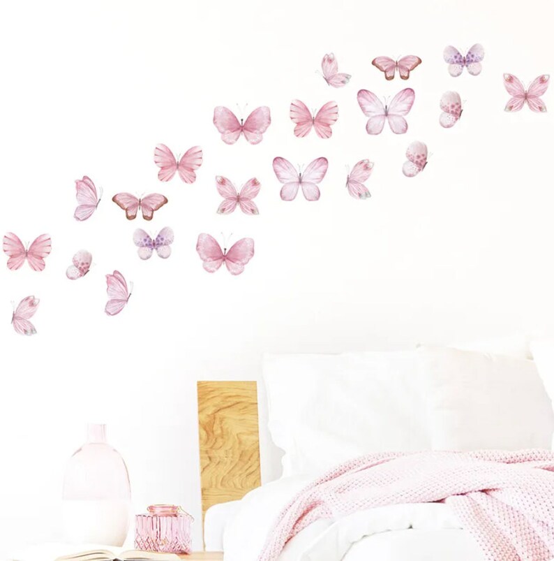 Wall Sticker for Children's, Baby and Girls' Rooms Butterflies Pink Etsy