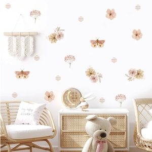 Wall sticker for children's, baby and girls' rooms Boho butterflies beige