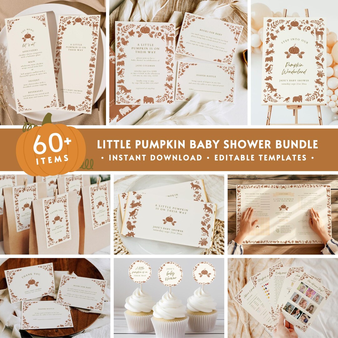 60 Little Pumpkin Baby Shower BUNDLE, Boho Fall Baby Shower Party Decor Pack, Forest Halloween Autumn Gender Reveal Invite Welcome Set BS96 - Etsy Japan