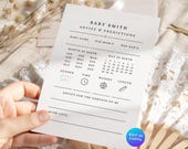 Personalised Minimalist Baby Shower Predictions & Advice Game, Editable Baby Wishes For Mom Printable Card, Time Capsule Party Activity BS05