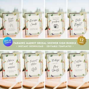 Off The Market Bridal Shower Sign Bundle, Farmers Market Bridal Shower Decor Table Sign Set, Boho Farm Country Bachelorette Sign Pack BR40