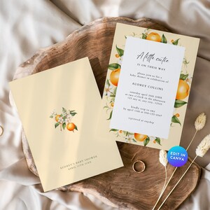 Citrus Cutie Baby Shower Invitation, Orange Summer Spring Tangerine Baby Shower Invite, DIY Clementine Sprinkle Printable Template Card BS70