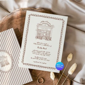 Coffee Baby Shower Invitation, Cafe Bebe Baby Shower Invite, A Baby Is Brewing Baby Shower Card, Paris Old Money Aesthetic Coffee Shop BA10